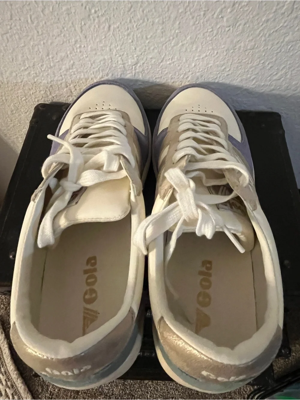 Gola White Sneakers with Lavender and Pale Blue Accents